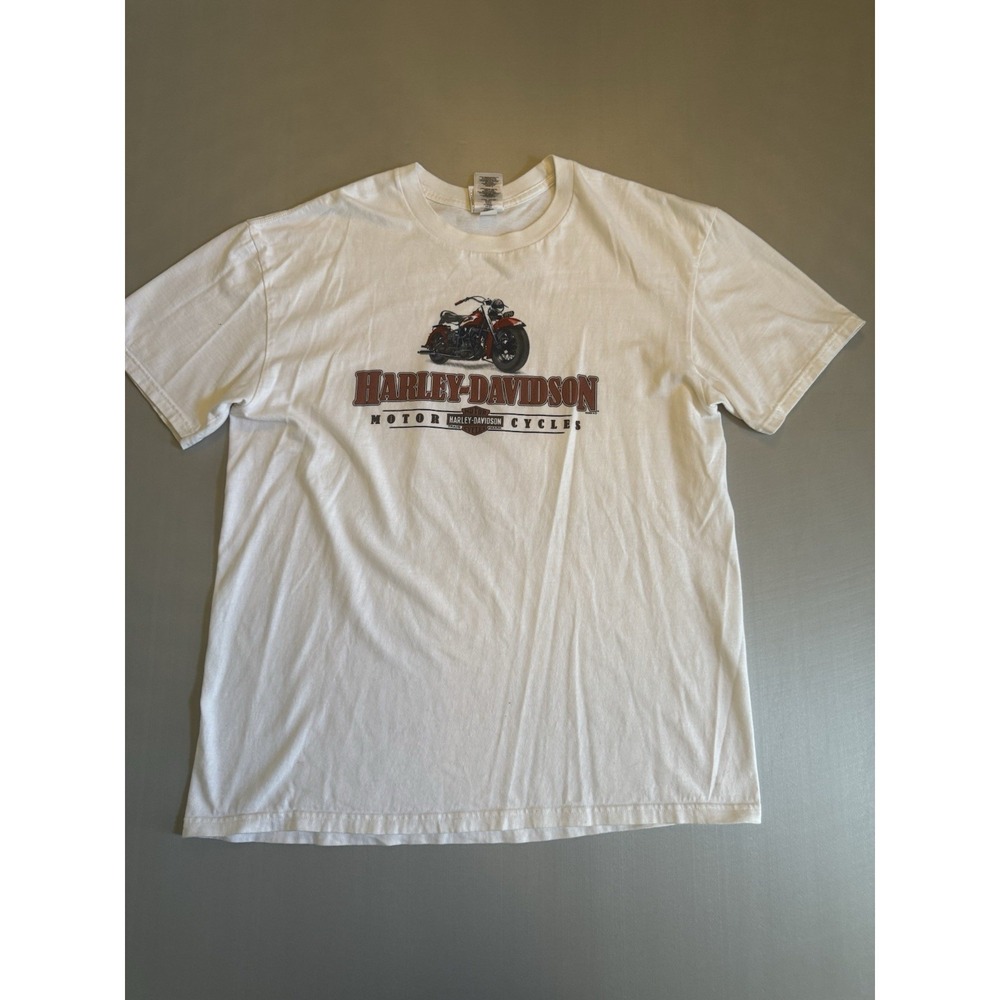 VINTAGE 2006 Harley Davidson Flame Y2K White T SHIRT MENS XL North Carolina